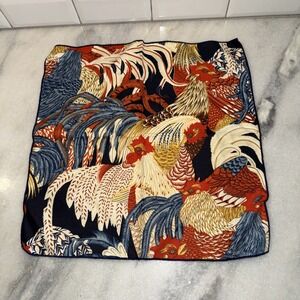 Vintage Set Of 4 Rooster/chicken Cloth Napkins Navy/burnt Orange